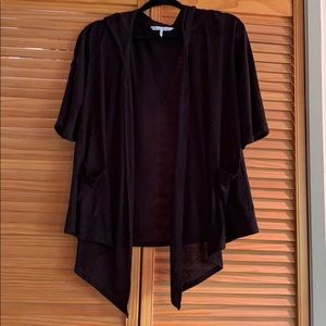 Black lightweight shrug with hood